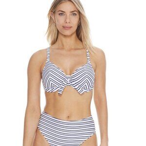 Freya 34D Navy/ White Underwire Bikini Top NWT